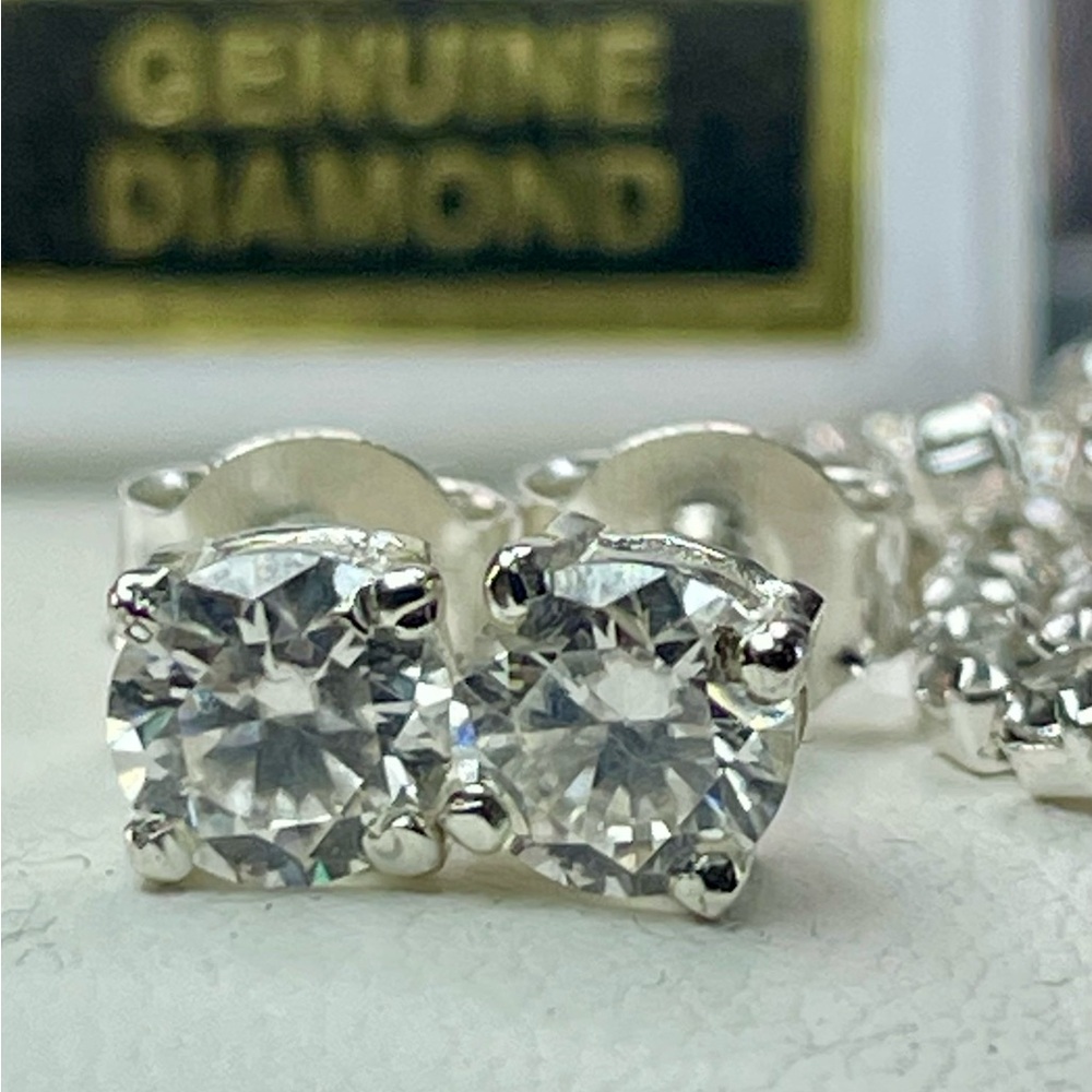 1ct Diamond CERTIFIED studs silver 925 - Picture 2 of 16